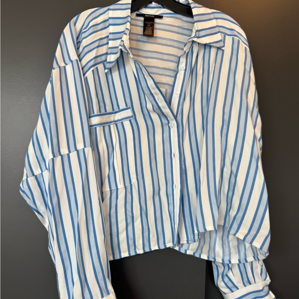 Smythe Light Blue and White Striped Shirt